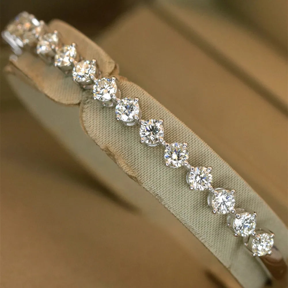 Camelia Jewelry Classic Real 18K Solid White Gold AU750 Jewelry Four Claw Natural Diamonds 3.0carat Bangles Bracelets for Women Gift
